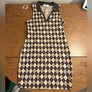 Madden NYC brown argyle sleeveless dress size medium mini dress